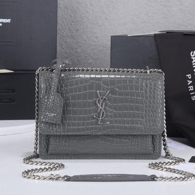 Replica Ysl Sunset Medium In Crocodile Embossed Shiny Leather 1737