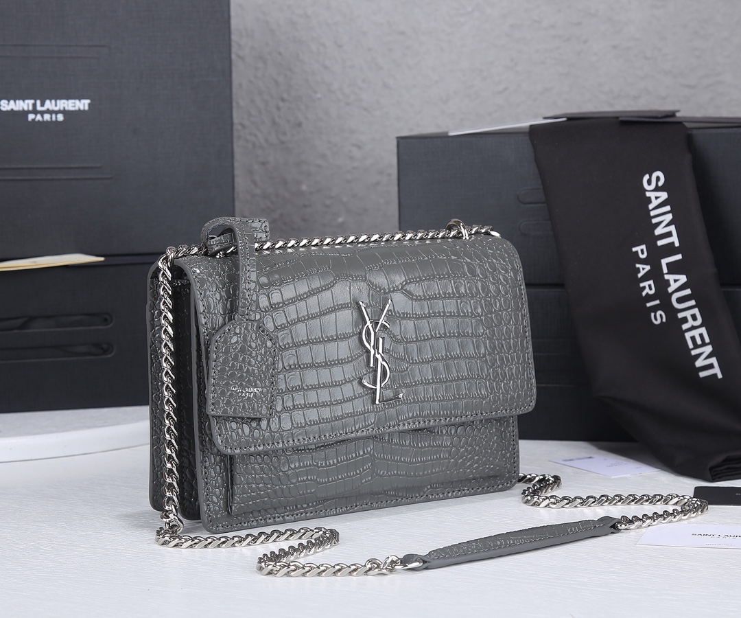 Replica Ysl Sunset Medium In Crocodile Embossed Shiny Leather 1737 - Image 3