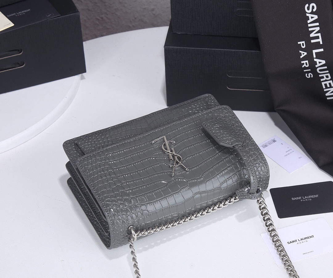 Replica Ysl Sunset Medium In Crocodile Embossed Shiny Leather 1737 - Image 7