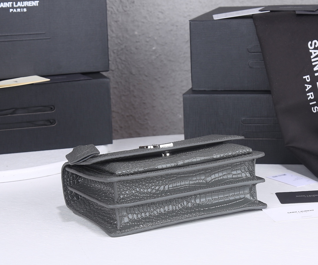 Replica Ysl Sunset Medium In Crocodile Embossed Shiny Leather 1737 - Image 8