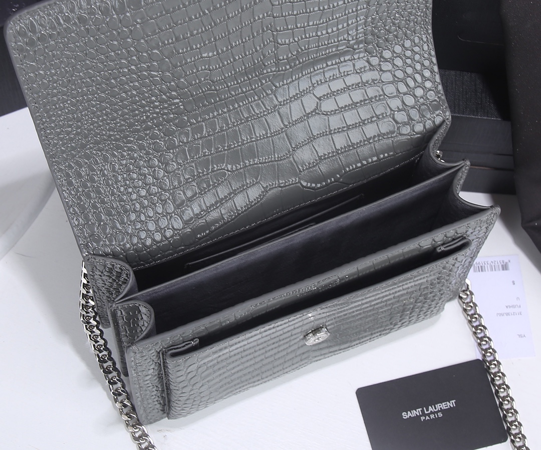 Replica Ysl Sunset Medium In Crocodile Embossed Shiny Leather 1737 - Image 9