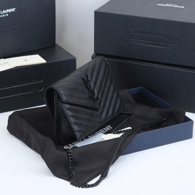 Alternative view of Replica Ysl Envelope Chain Wallet In Grain De Poudre Embossed Leather 1888