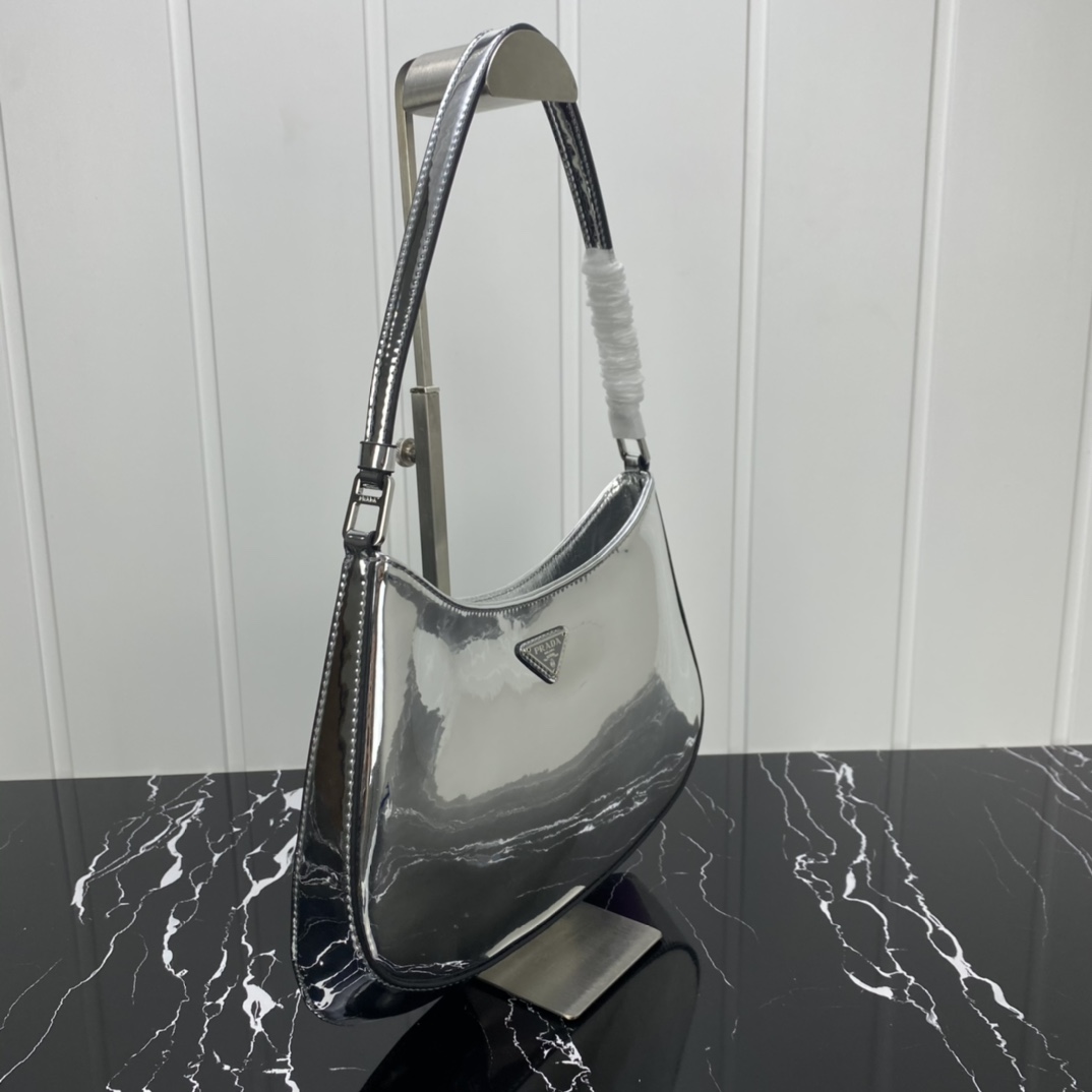 Replica Prada Cleo Brushed Leather Shoulder Bag With Flap 1Bc499 Black/Silver - Image 12