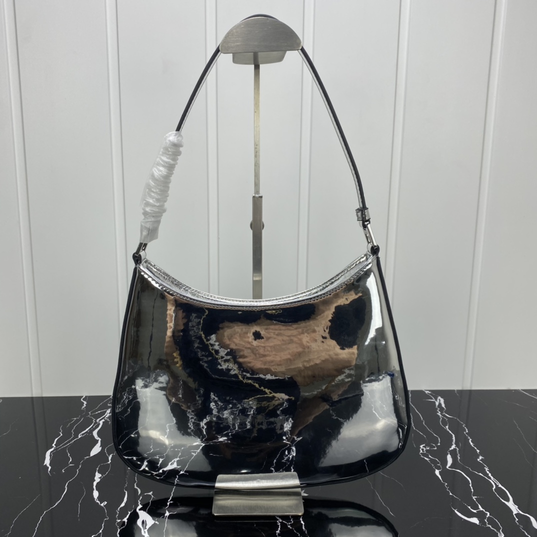 Replica Prada Cleo Brushed Leather Shoulder Bag With Flap 1Bc499 Black/Silver - Image 11