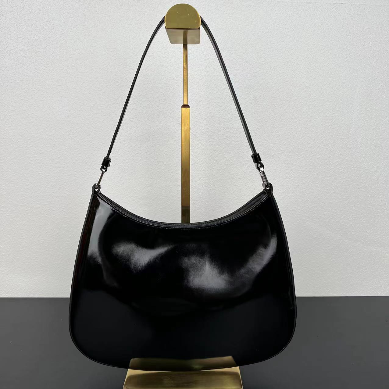 Replica Prada Cleo Brushed Leather Shoulder Bag With Flap 1Bc499 Black/Silver - Image 3