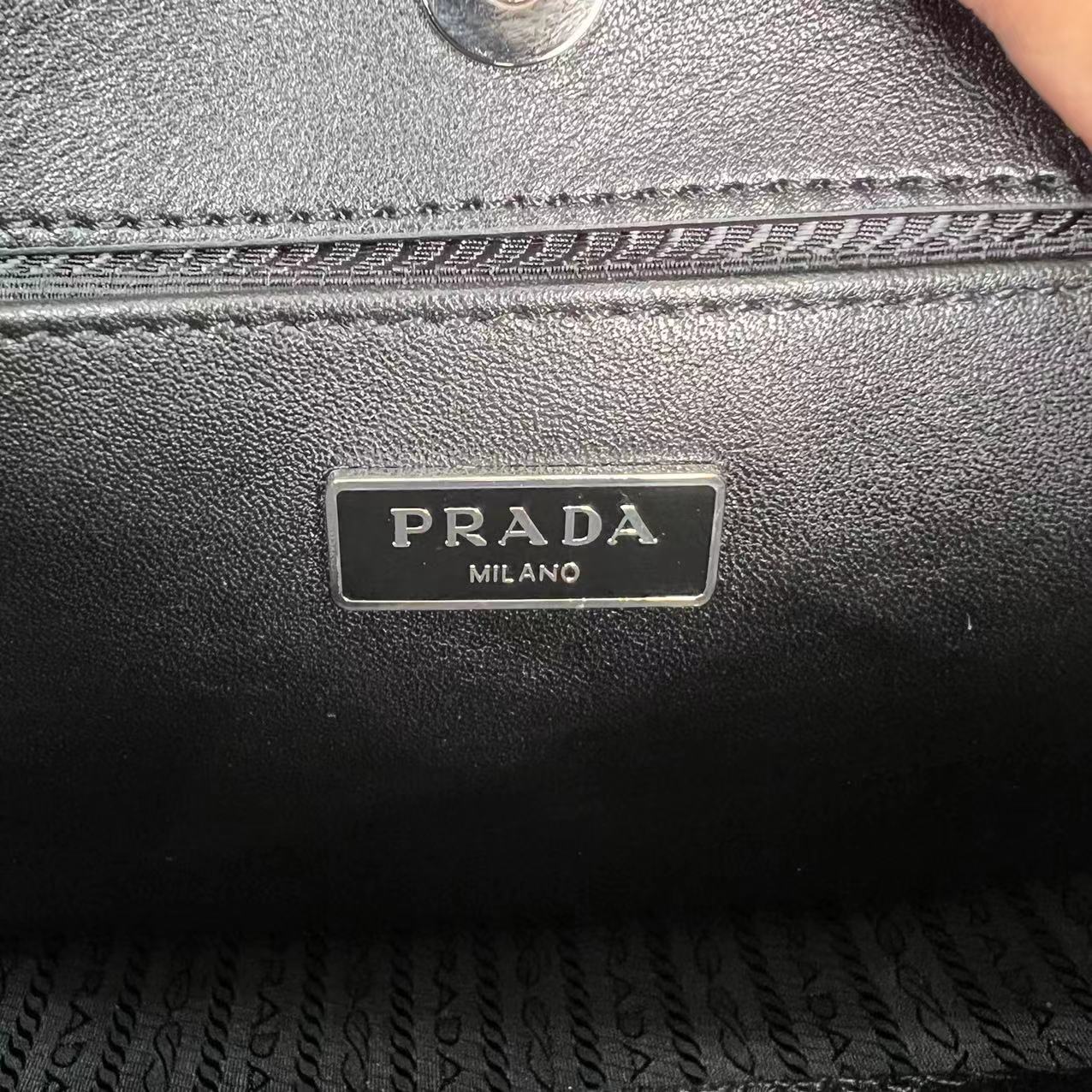 Replica Prada Cleo Brushed Leather Shoulder Bag With Flap 1Bc499 Black/Silver - Image 9