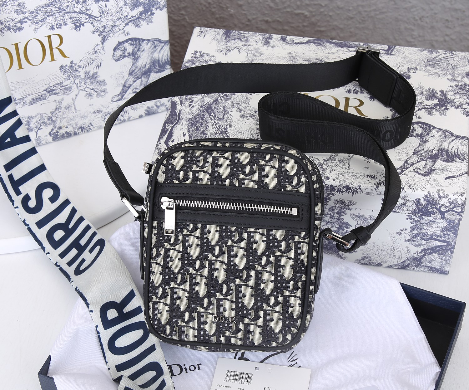 Replica Dior Messenger Pouch Black/Beige - Image 2