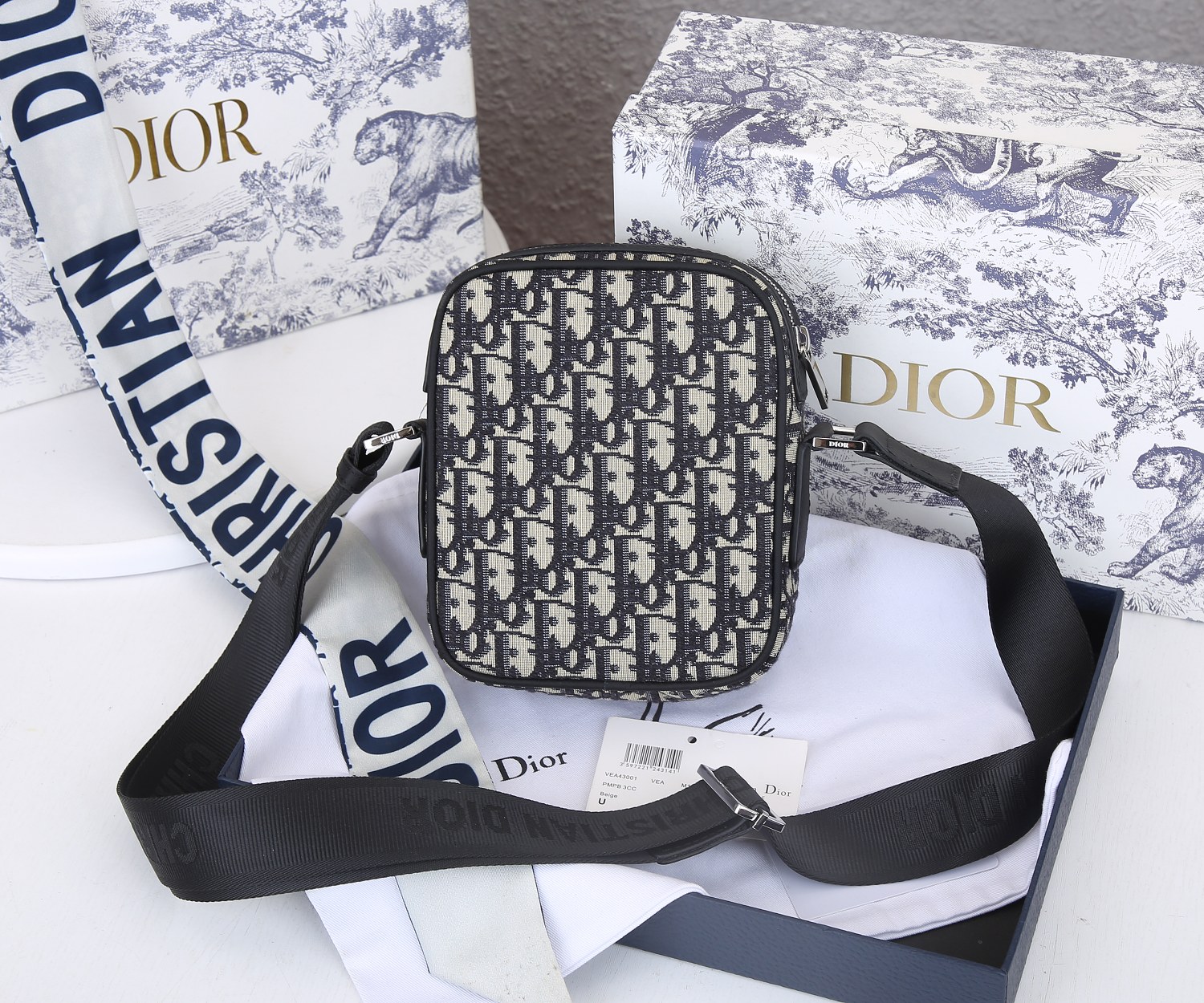 Replica Dior Messenger Pouch Black/Beige - Image 3