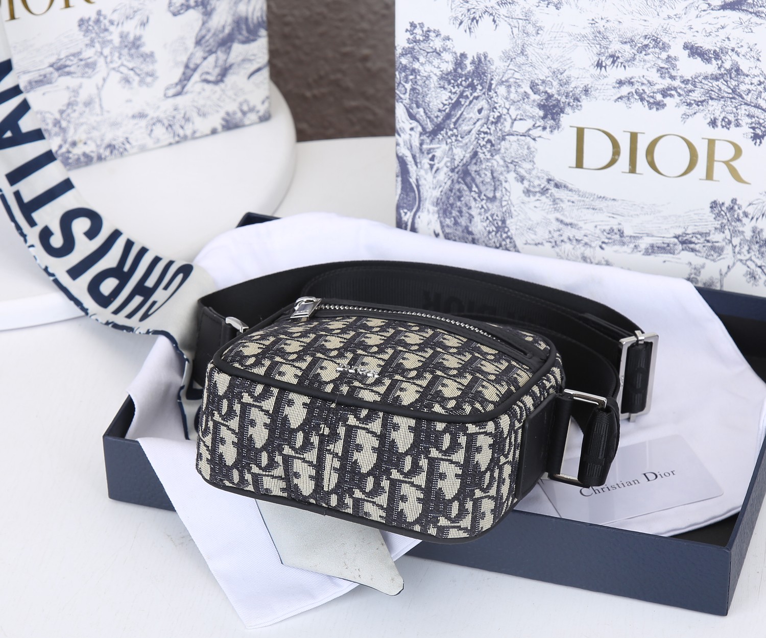 Replica Dior Messenger Pouch Black/Beige - Image 4