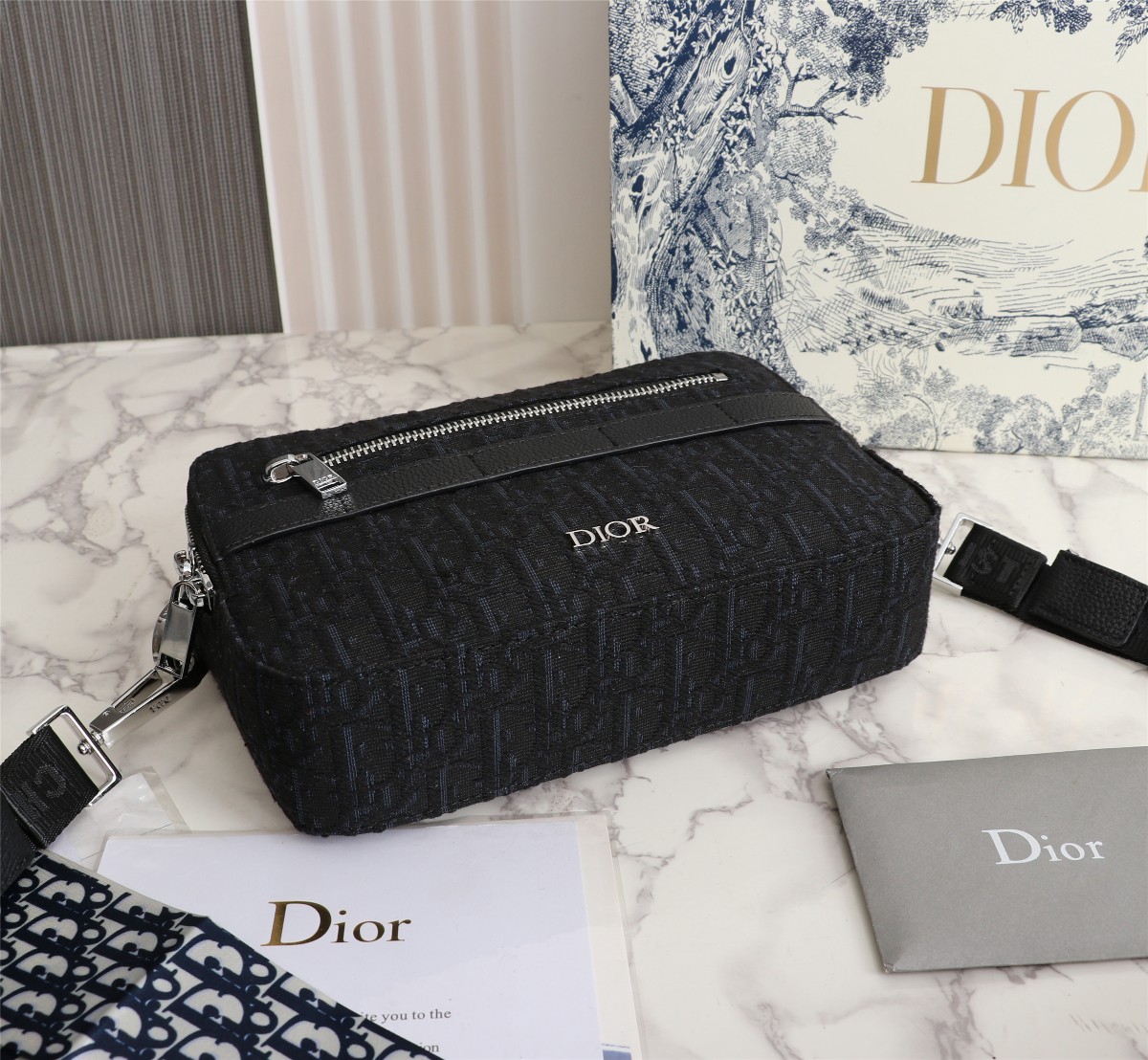 Replica Dior Safari Messenger Bag Black/Beige - Image 4