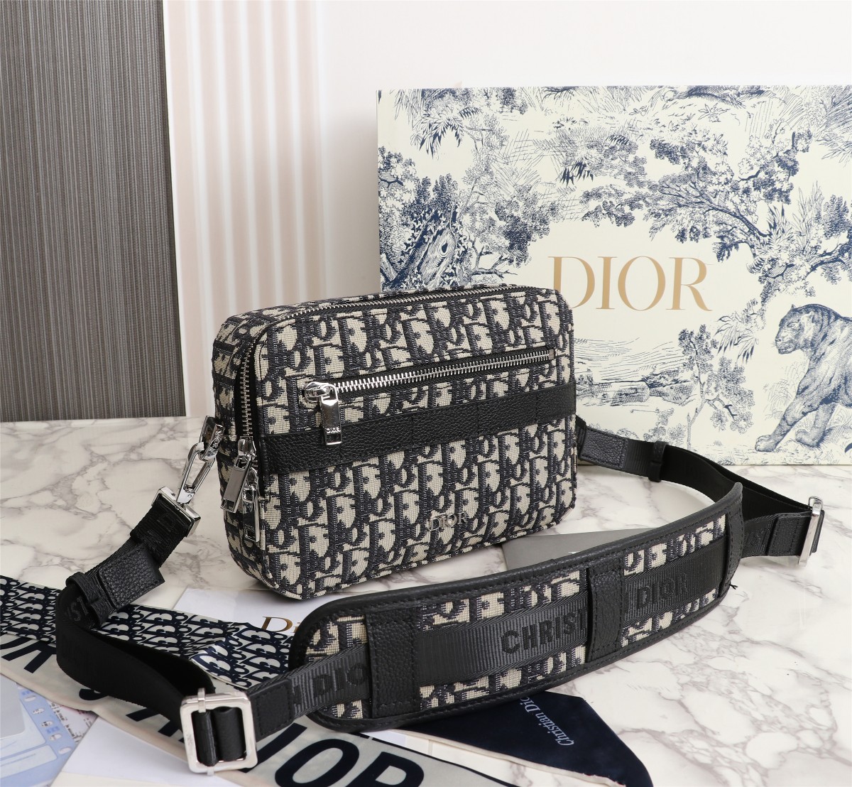 Replica Dior Safari Messenger Bag Black/Beige - Image 7