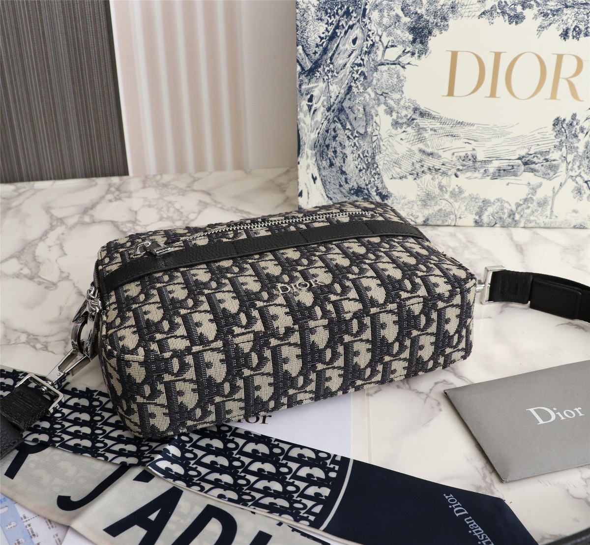 Replica Dior Safari Messenger Bag Black/Beige - Image 9