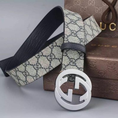 Replica Gucci Belt 400360- Silver Buckle 38Mm