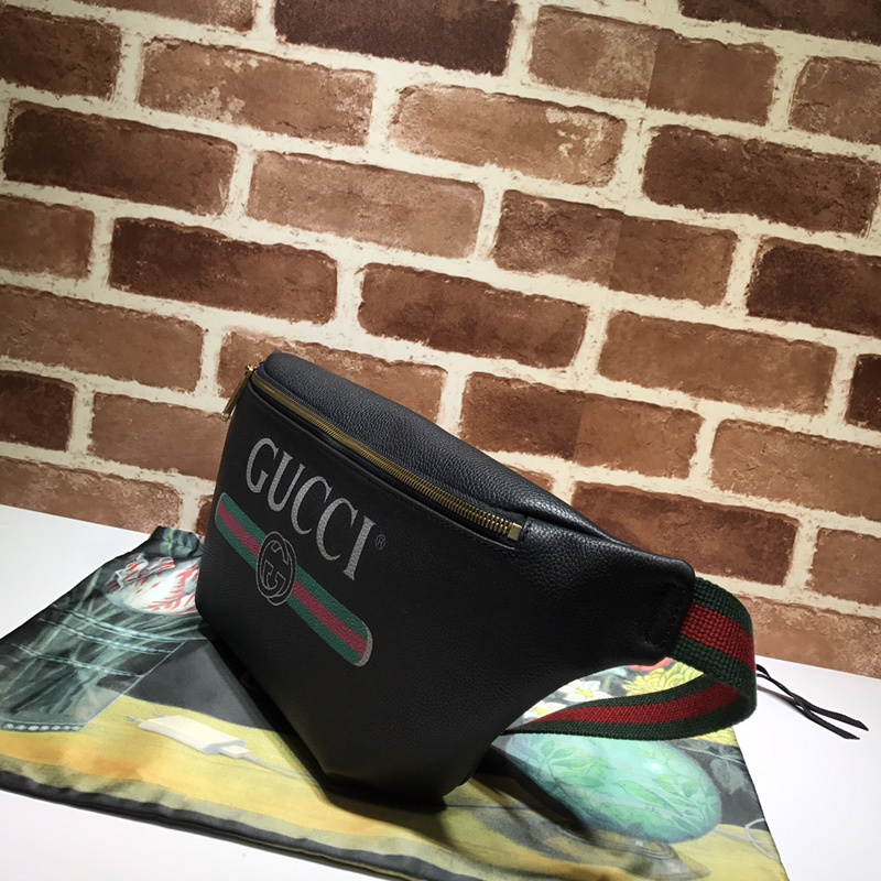 Replica Gucci Leather Belt Bag 493869 Black/White - Image 4