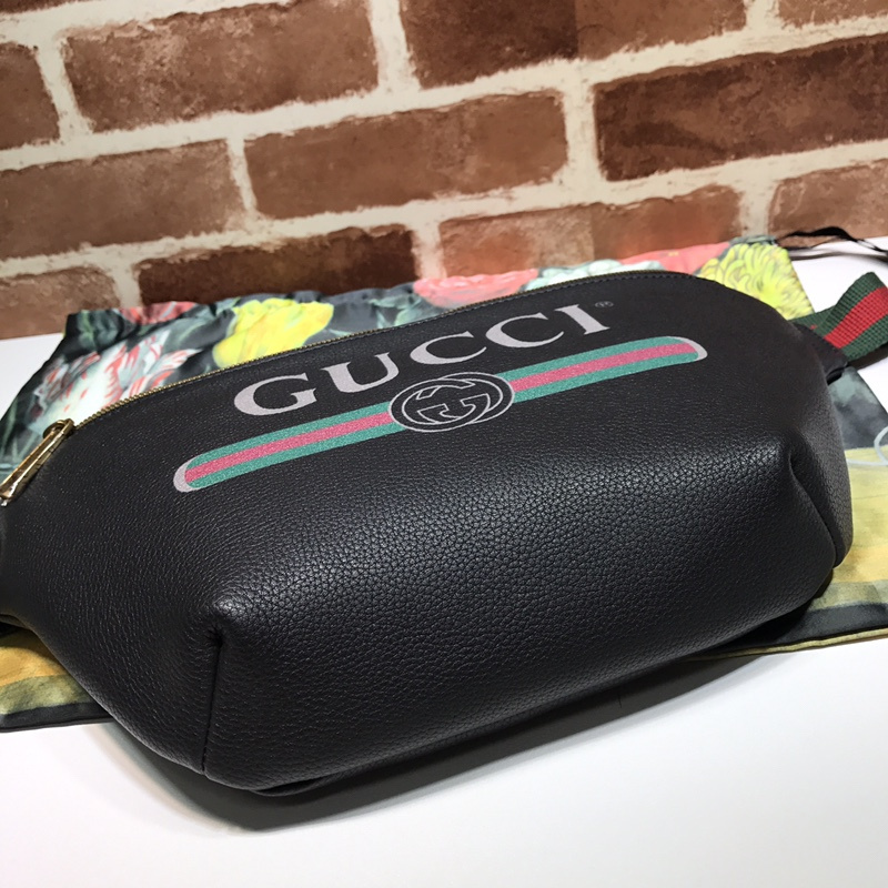 Replica Gucci Leather Belt Bag 493869 Black/White - Image 5