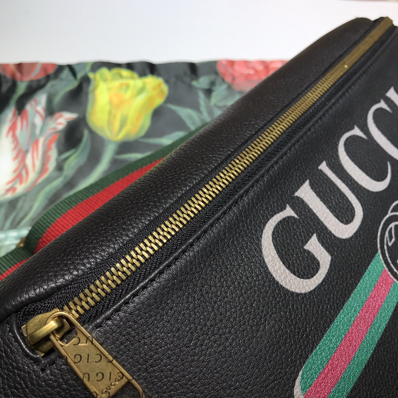 Replica Gucci Leather Belt Bag 493869 Black/White - Image 6
