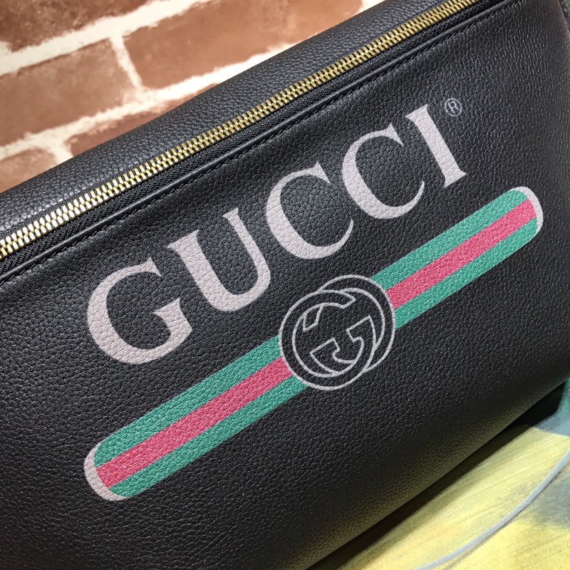 Replica Gucci Leather Belt Bag 493869 Black/White - Image 8