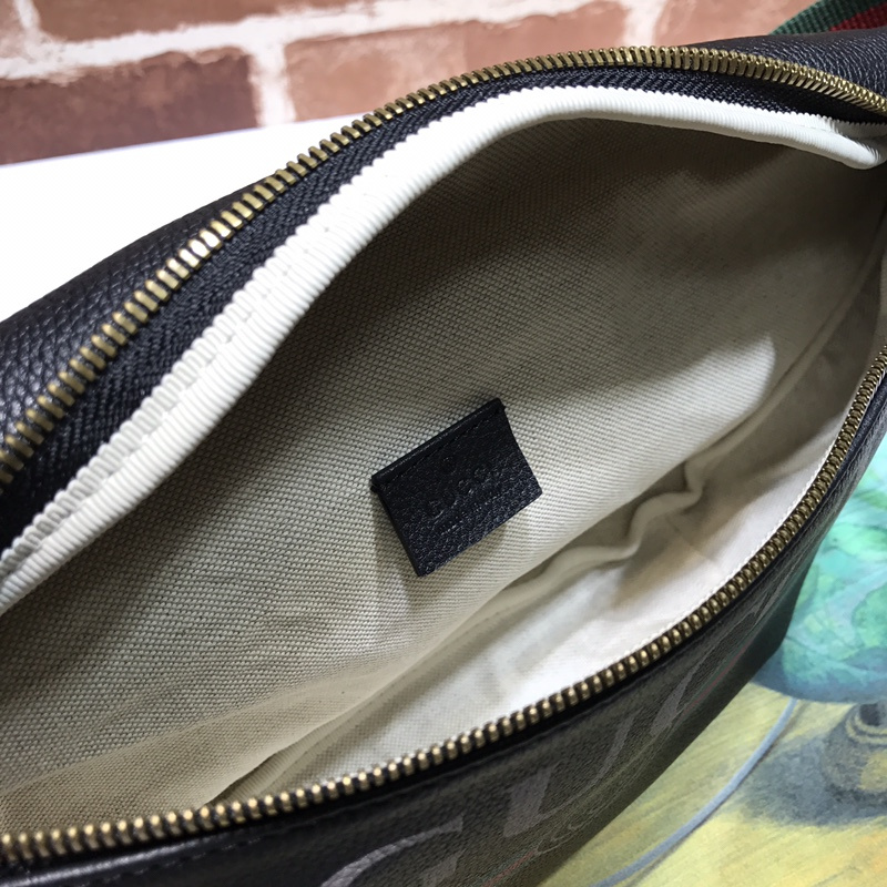 Replica Gucci Leather Belt Bag 493869 Black/White - Image 9
