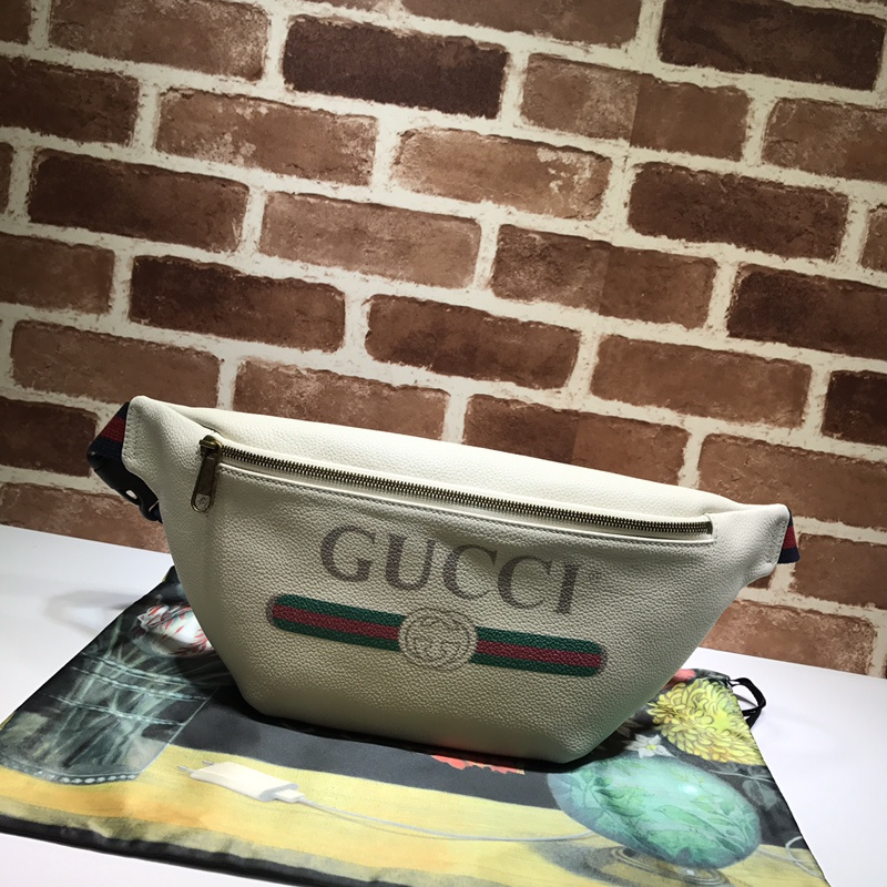 Replica Gucci Leather Belt Bag 493869 Black/White - Image 10