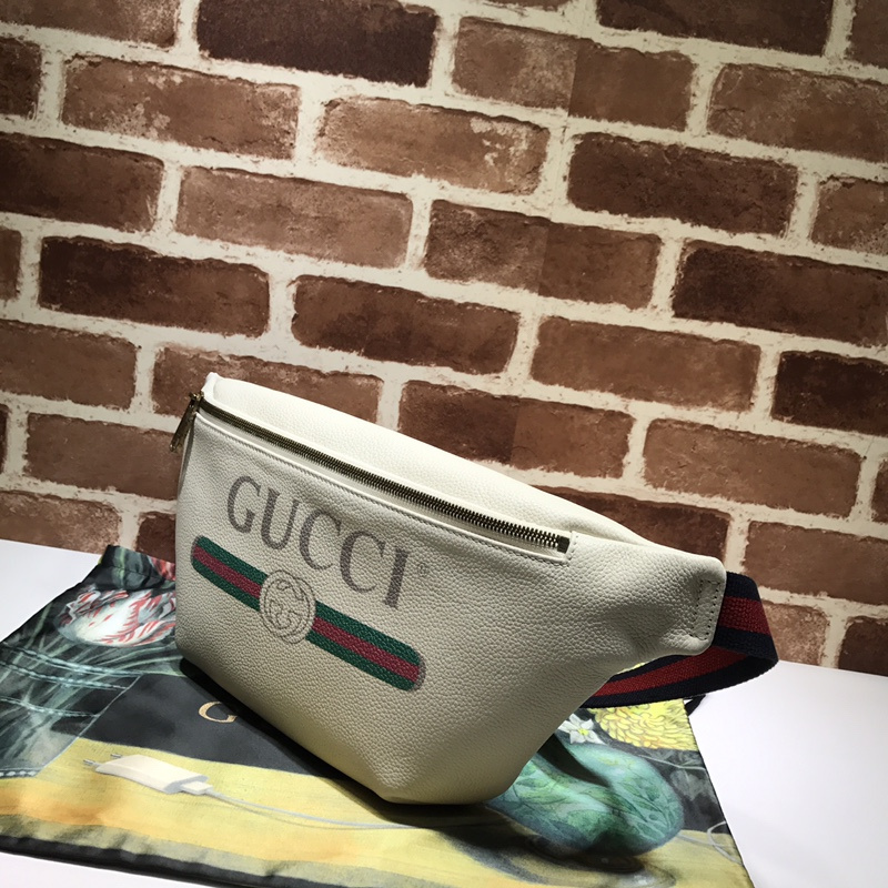 Replica Gucci Leather Belt Bag 493869 Black/White - Image 11