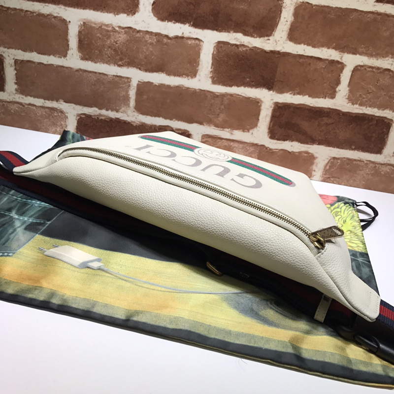 Replica Gucci Leather Belt Bag 493869 Black/White - Image 13