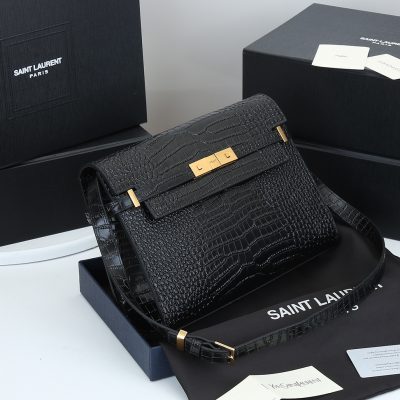 Alternative view of Replica Ysl Manhattan Shoulder Bag In Crocodile-Embossed Shiny Leather 2021