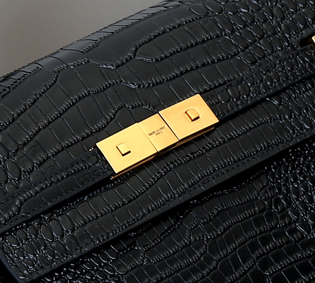 Replica Ysl Manhattan Shoulder Bag In Crocodile-Embossed Shiny Leather 2021 - Image 4