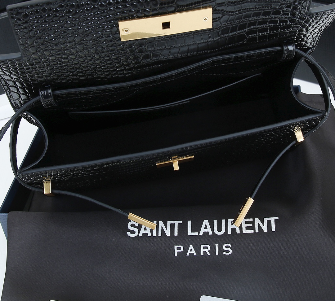 Replica Ysl Manhattan Shoulder Bag In Crocodile-Embossed Shiny Leather 2021 - Image 9