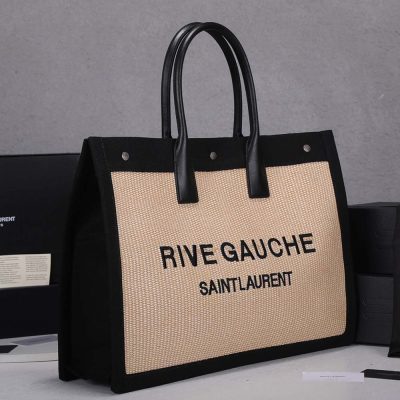 Alternative view of Replica Ysl Rive Gauche Tote Bag In Linen And Leather 2149