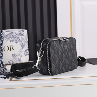 Alternative view of Replica Dior Black Cd Diamond Canvas Messenger Pouch