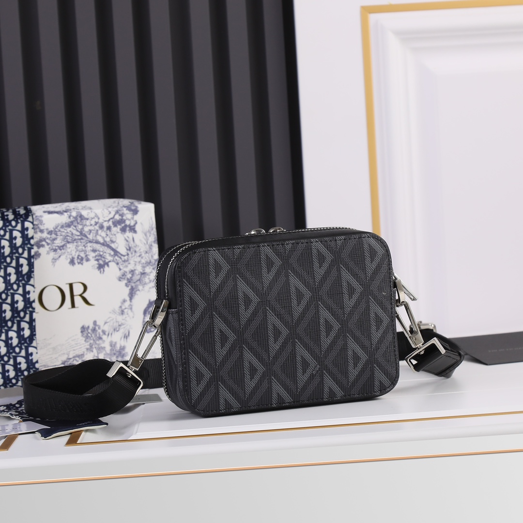 Replica Dior Black Cd Diamond Canvas Messenger Pouch - Image 3