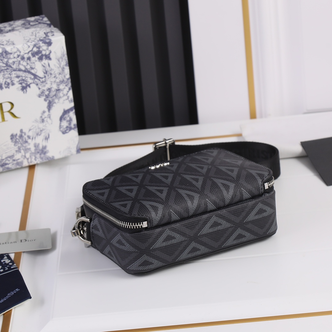 Replica Dior Black Cd Diamond Canvas Messenger Pouch - Image 5