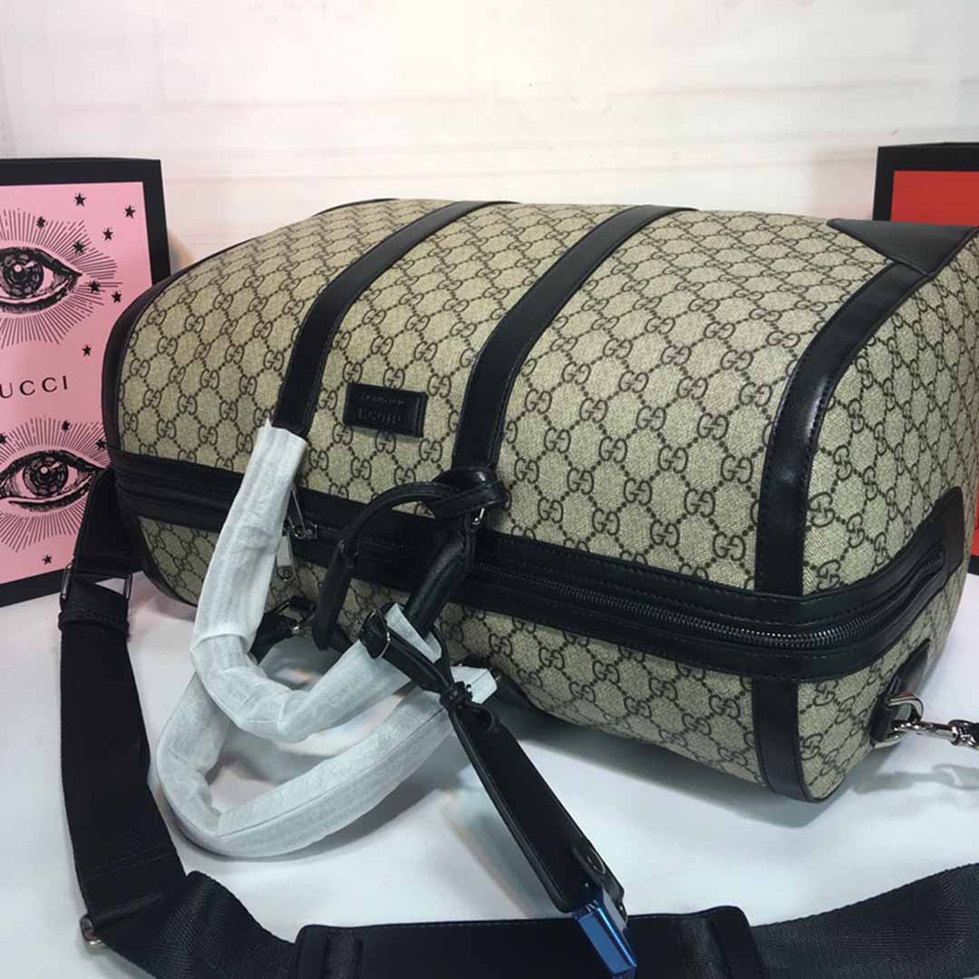 Replica Gucci Double G Black Carry-On Duffle 474131 Black/Grey - Image 12