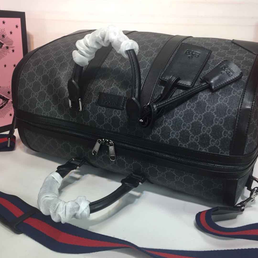 Replica Gucci Double G Black Carry-On Duffle 474131 Black/Grey - Image 6