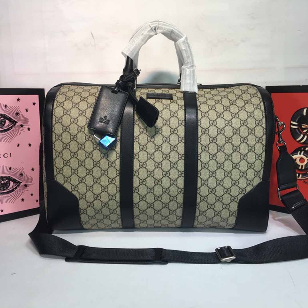 Replica Gucci Double G Black Carry-On Duffle 474131 Black/Grey - Image 8