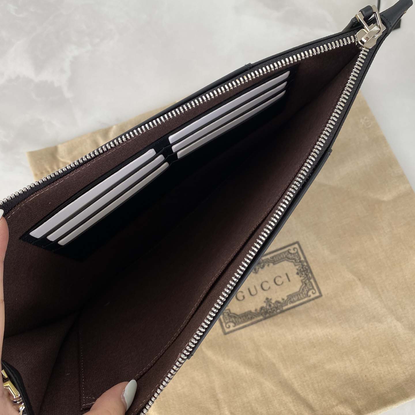 Replica Gucci Beige Canvas Pouch - Image 7