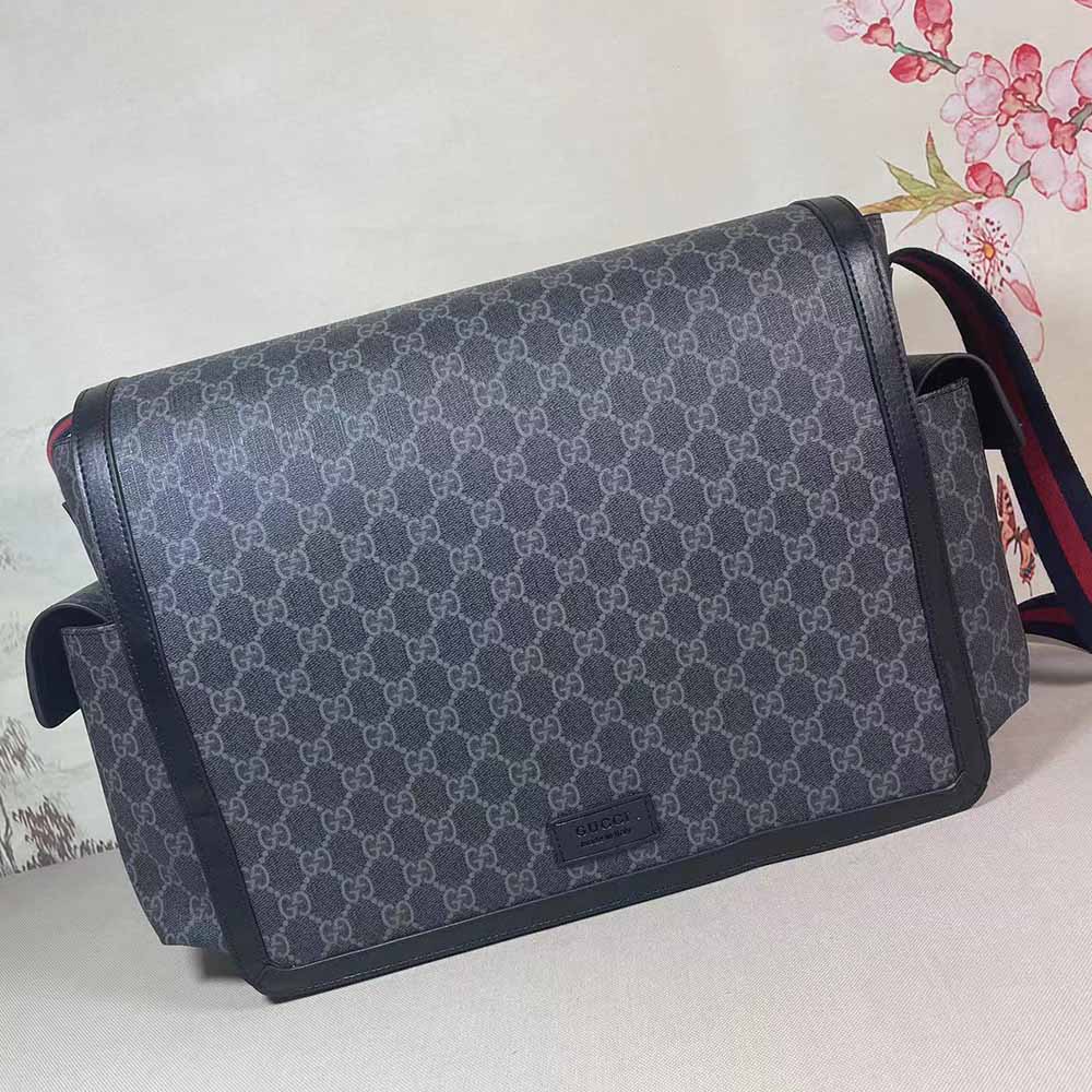 Replica Gucci Gg Supreme Diaper Bag Grey/Black 495909 - Image 8