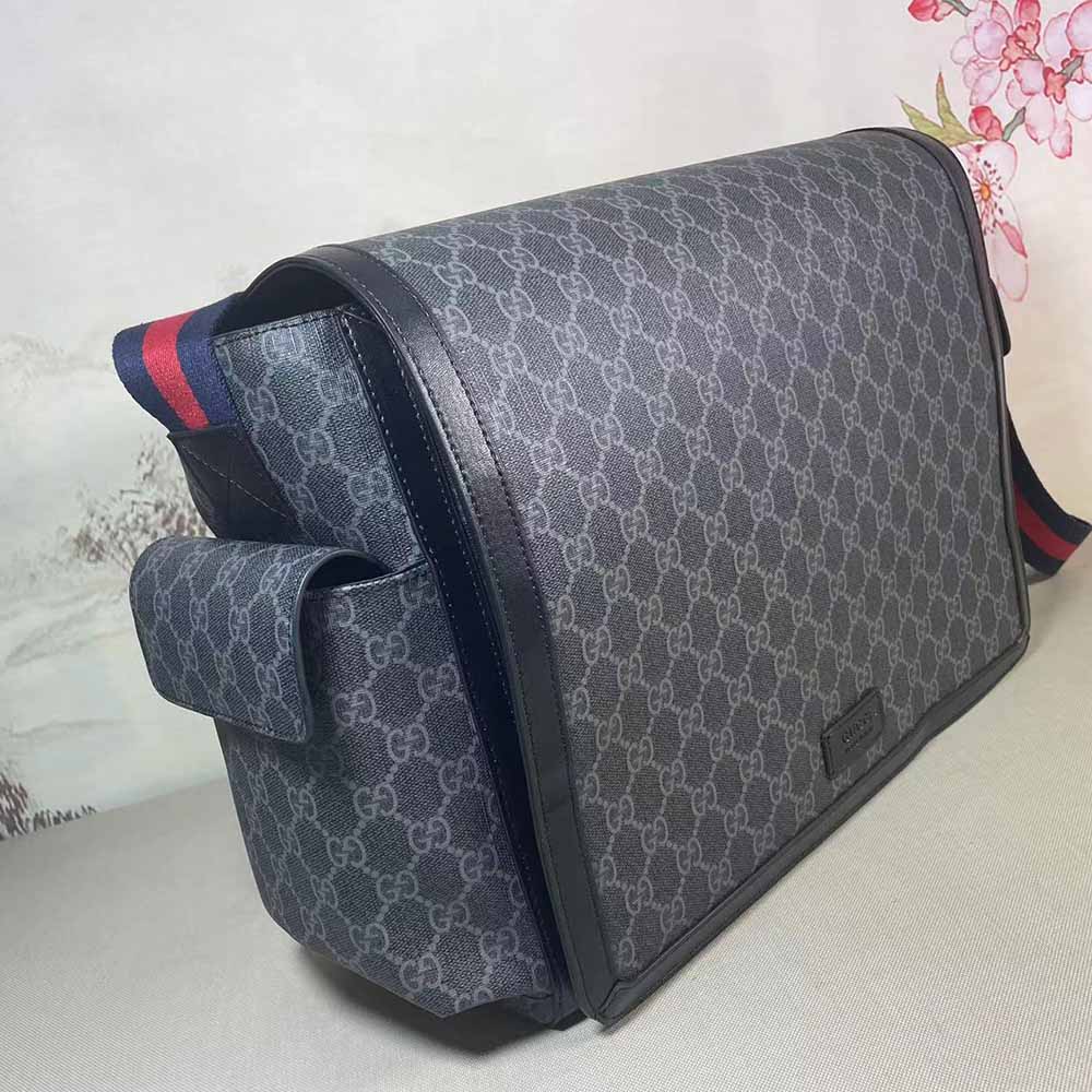 Replica Gucci Gg Supreme Diaper Bag Grey/Black 495909 - Image 9