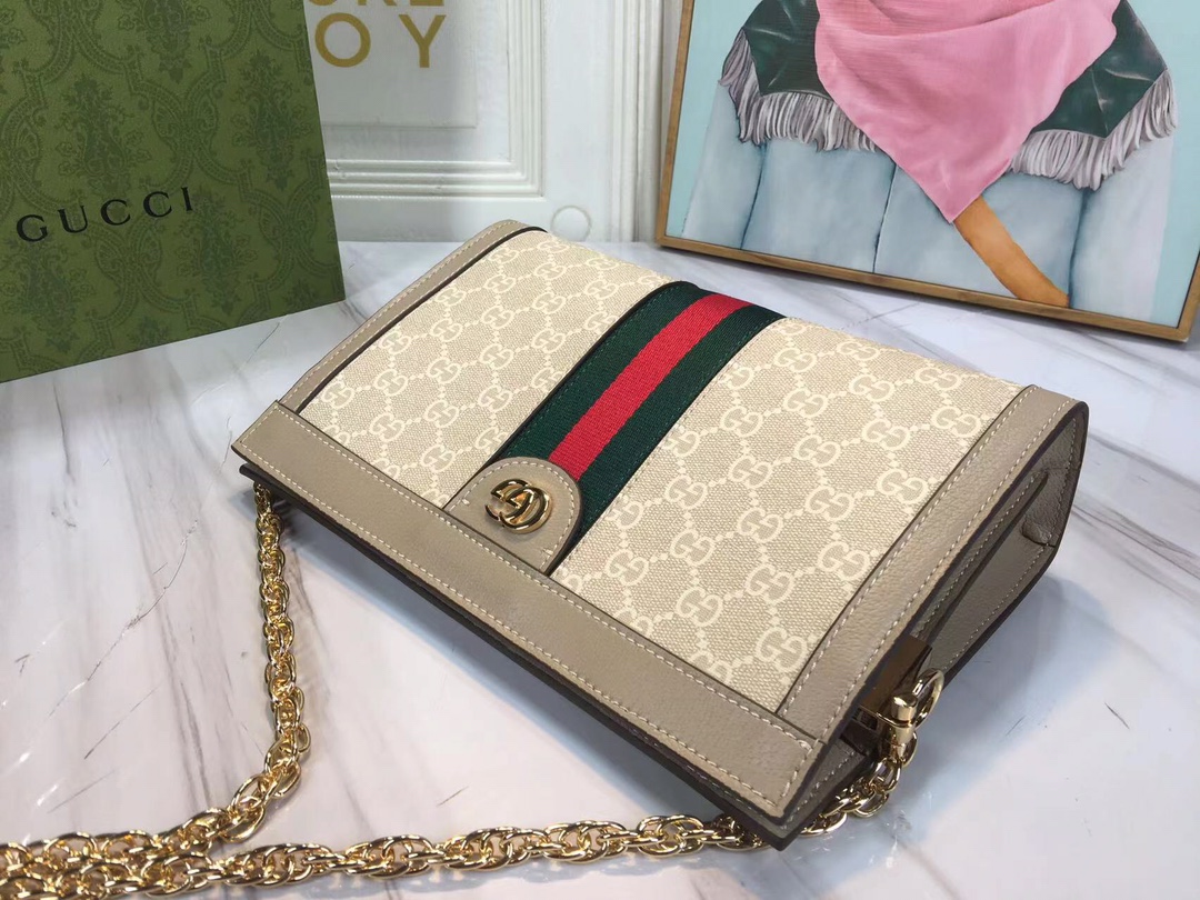 Replica Gucci Ophidia Small Shoulder Bag Beige/Black - Image 3