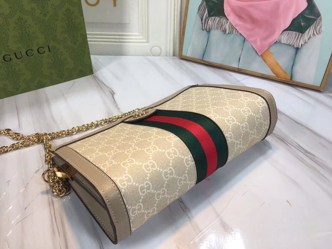 Replica Gucci Ophidia Small Shoulder Bag Beige/Black - Image 4