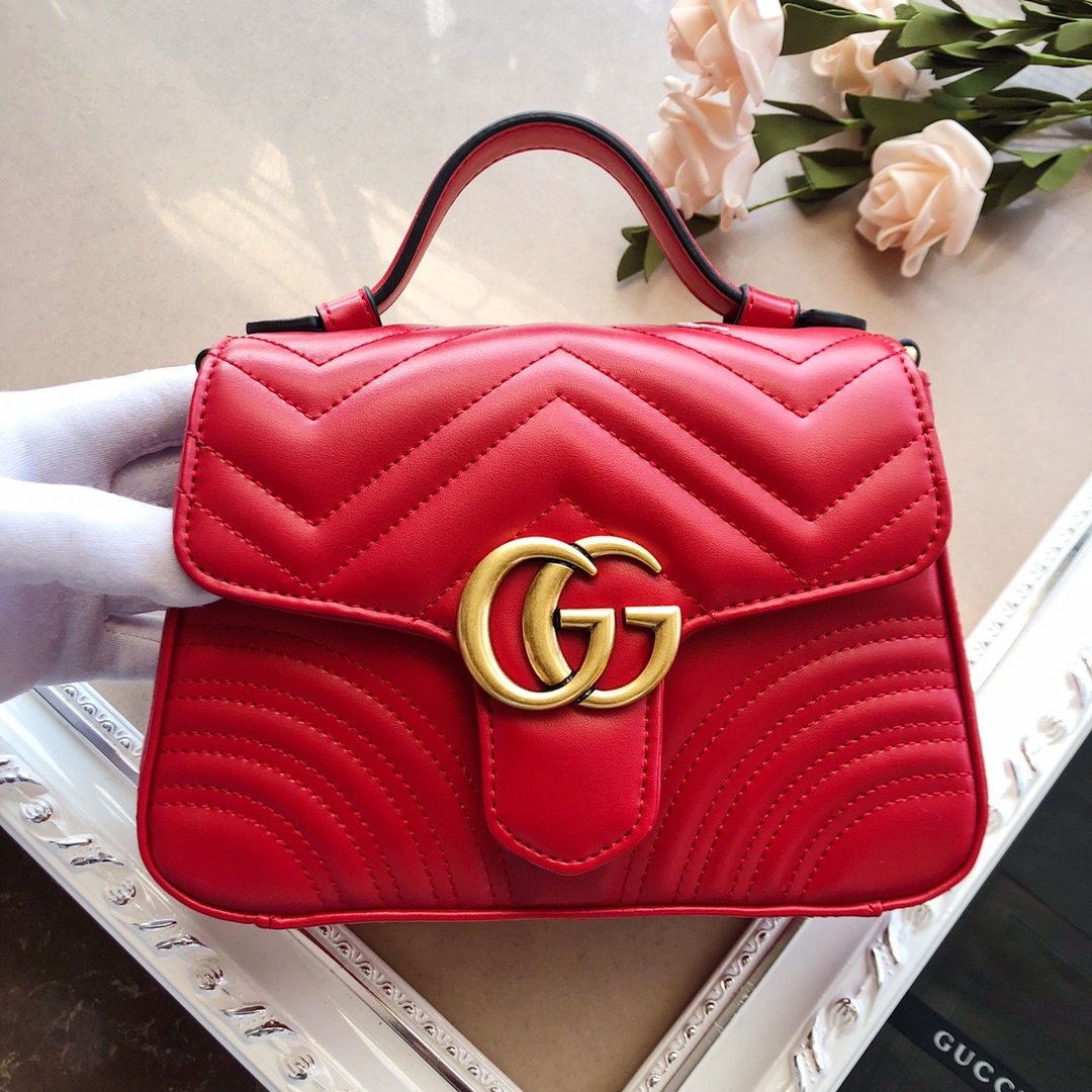 Replica Gucci Marmont Mini Top Handle Bag White/Pink/Red - Image 11