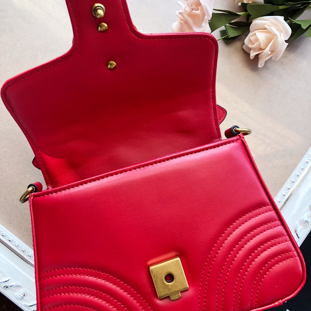 Replica Gucci Marmont Mini Top Handle Bag White/Pink/Red - Image 13