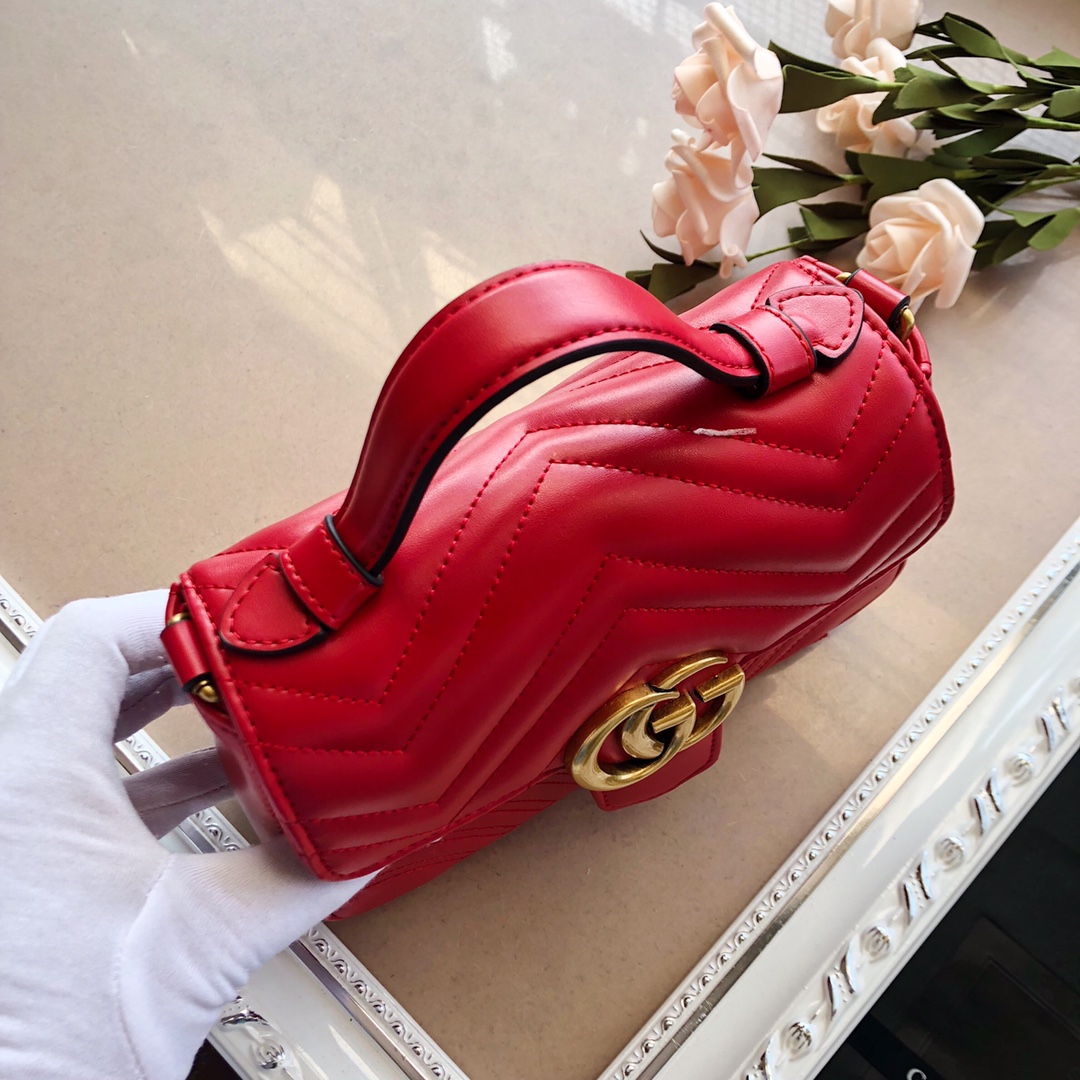 Replica Gucci Marmont Mini Top Handle Bag White/Pink/Red - Image 14