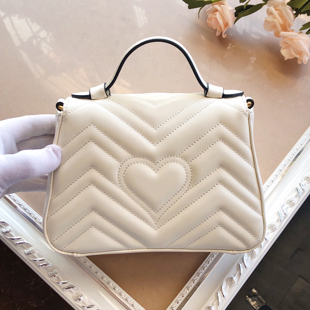 Replica Gucci Marmont Mini Top Handle Bag White/Pink/Red - Image 2