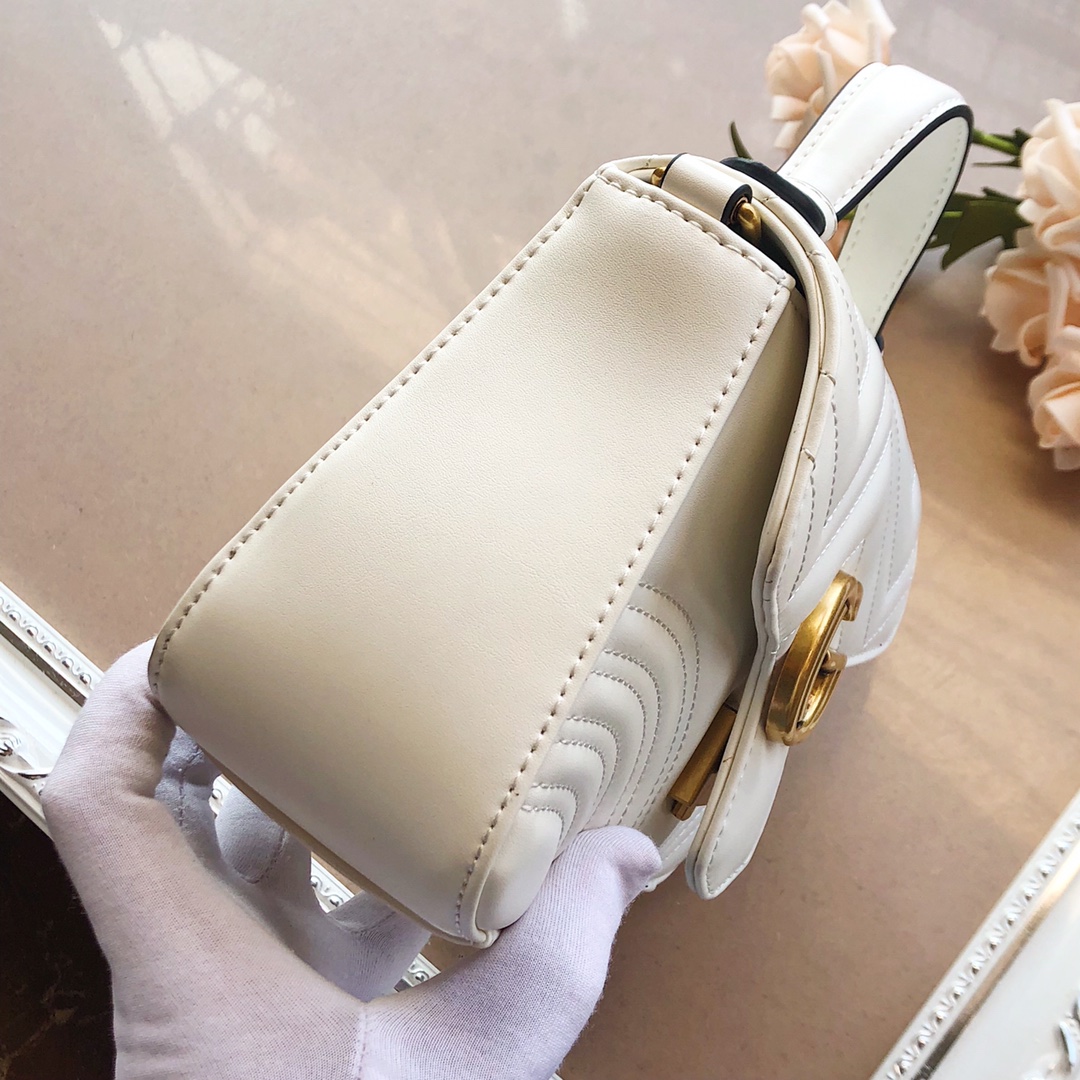 Replica Gucci Marmont Mini Top Handle Bag White/Pink/Red - Image 3