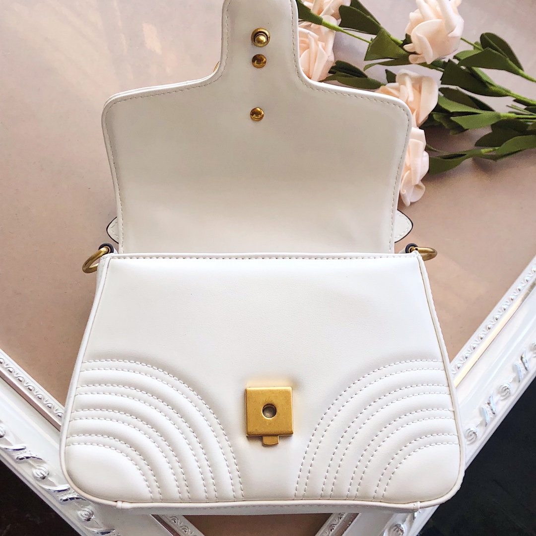 Replica Gucci Marmont Mini Top Handle Bag White/Pink/Red - Image 5