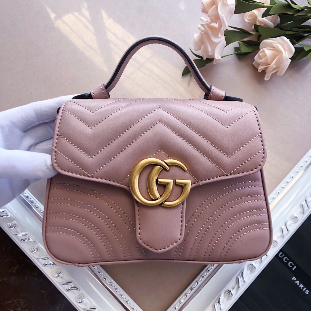 Replica Gucci Marmont Mini Top Handle Bag White/Pink/Red - Image 6