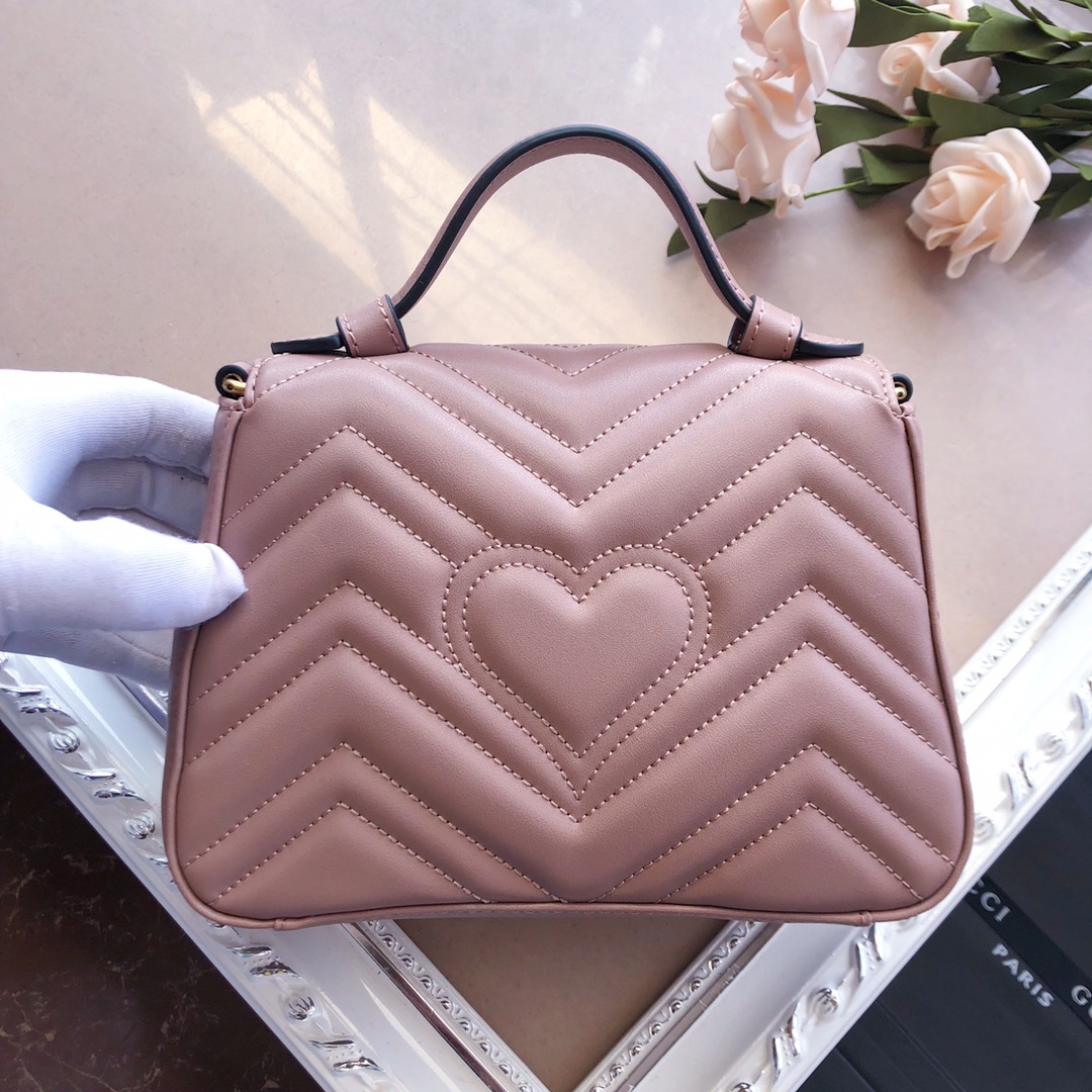 Replica Gucci Marmont Mini Top Handle Bag White/Pink/Red - Image 7