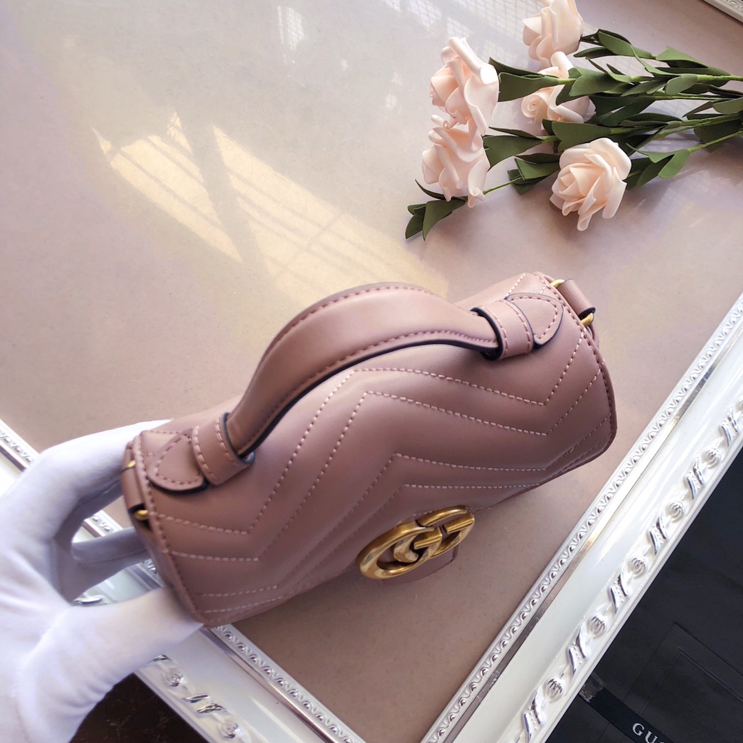 Replica Gucci Marmont Mini Top Handle Bag White/Pink/Red - Image 8