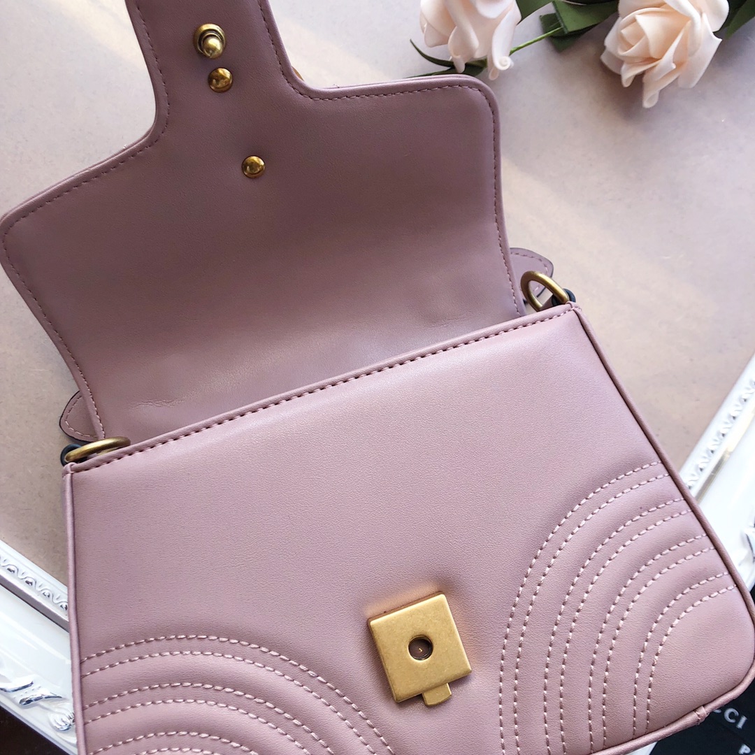 Replica Gucci Marmont Mini Top Handle Bag White/Pink/Red - Image 9